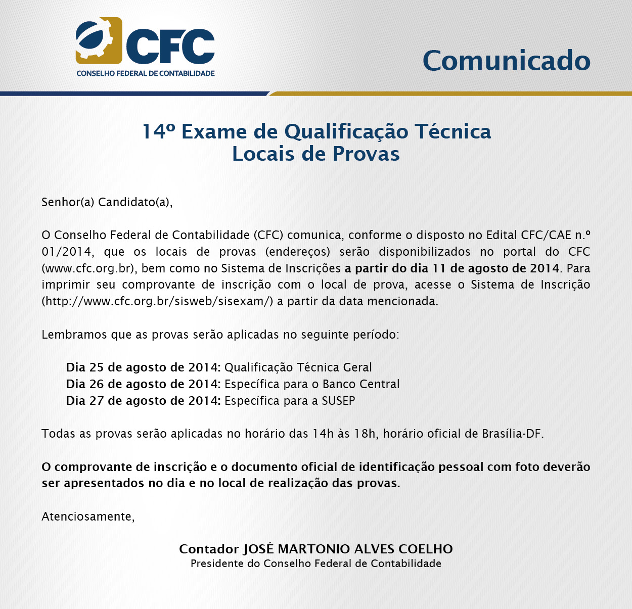 Comunicado Exame De QualificaÇao Crc Pb 6100