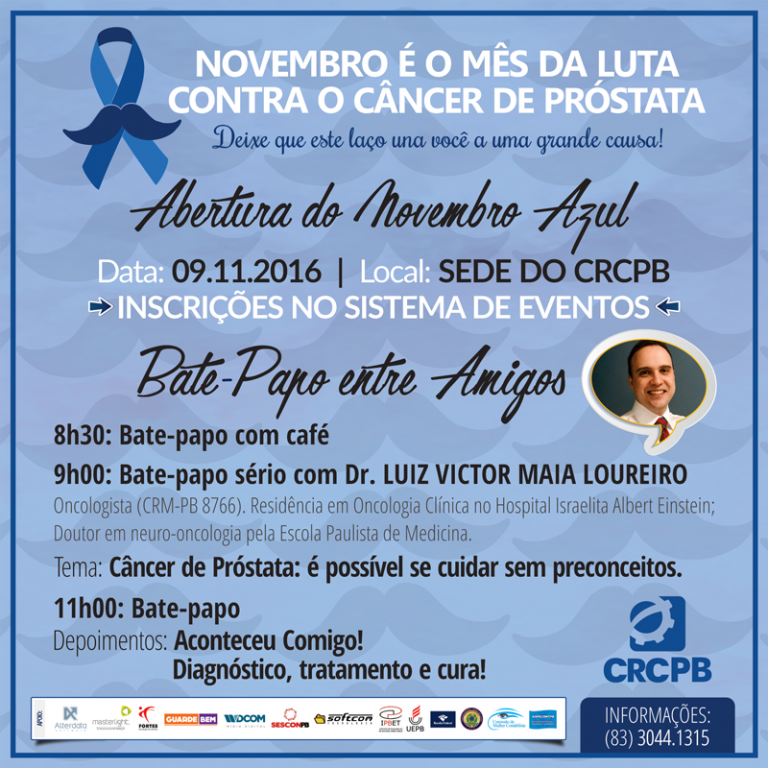Palestra: Abertura do Novembro Azul – 09.11.2016, às 08h30 – Sede do CRCPB