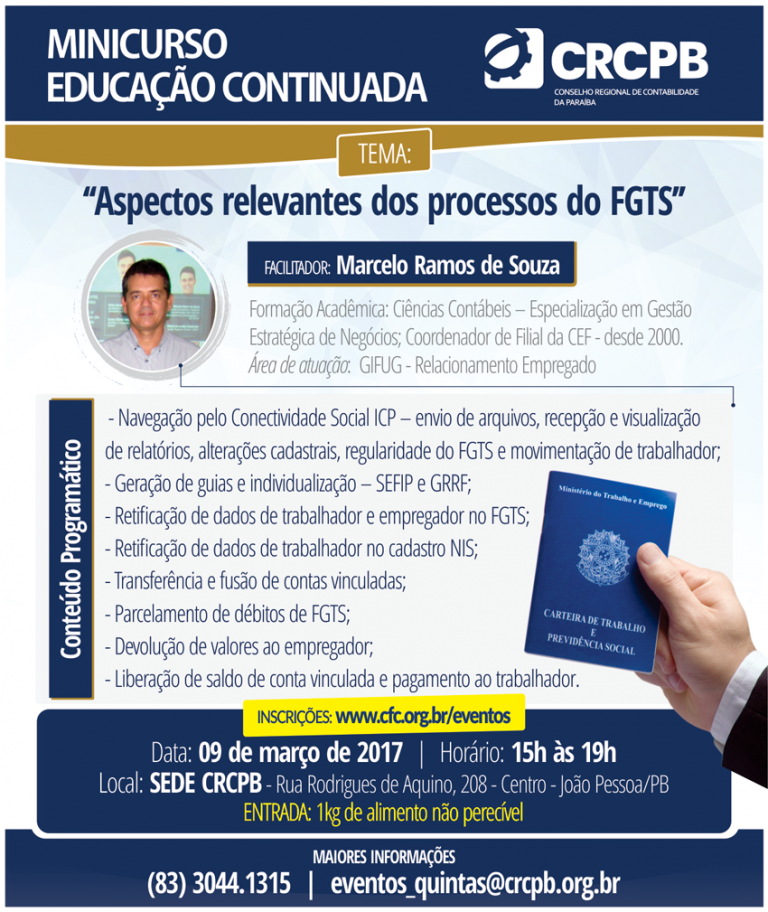 MINICURSO- ASPECTOS RELEVANTES DOS PROCESSOS DO FGTS – 09.03.2017 – João Pessoa