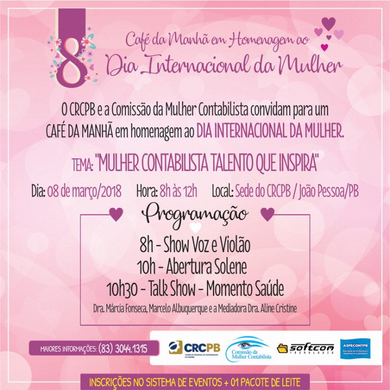 Café da Manhã -Dia Internacional da Mulher – 08.03.2018 Sede do CRCPB