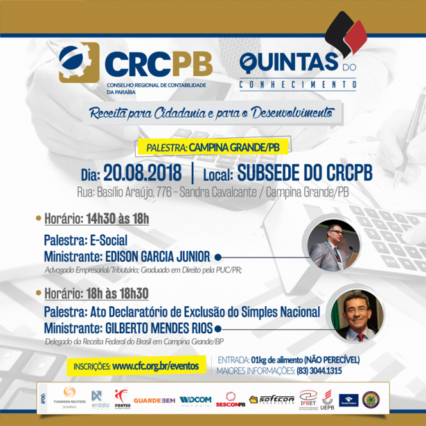 Quintas Do Conhecimento 20082018 Tarde Campina Grande Crc Pb 6205