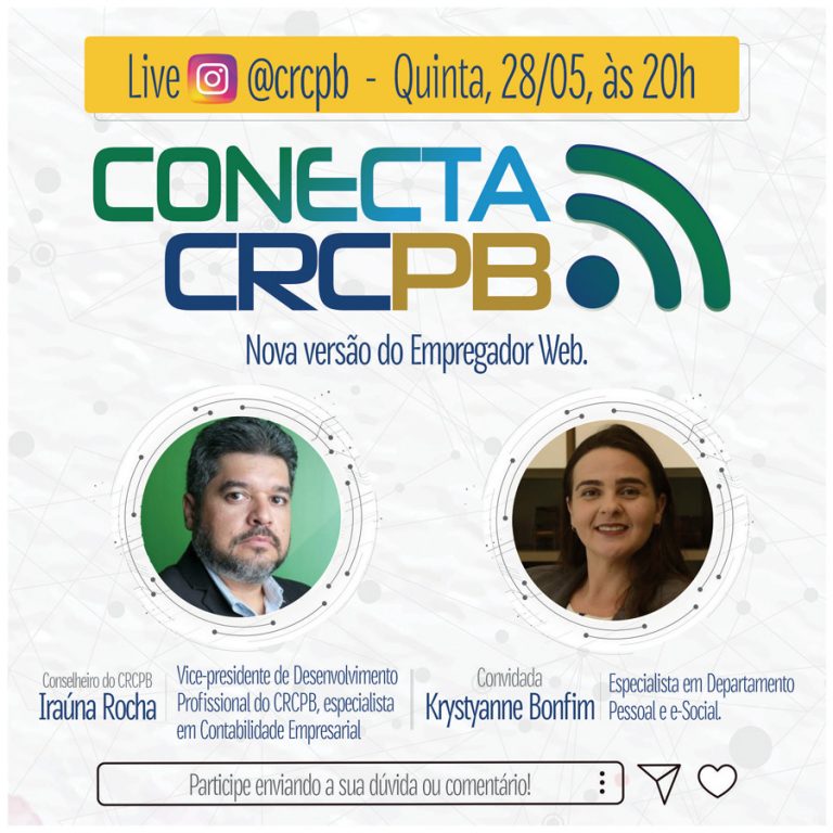 Quinta-feira, dia 28, é dia de #ConectaCRCPB! – Às 20h