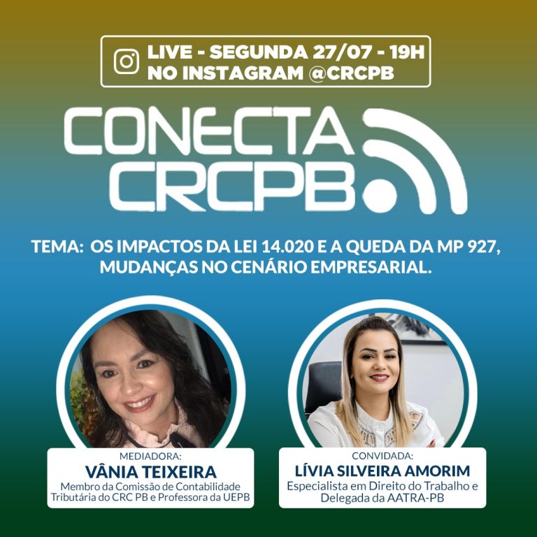 Segunda-Feira, 27.07.2020, é dia de Conecta CRCPB, às 19h!